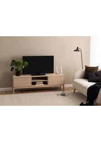 ACTONA GROUP TV-Schrank »Linley TV-Tisch, Lowboard, Fernsehtisch, «, Eichenfurnier, 2 Türen, 2 Einlegeböden, Lamellenfront, B: 160cm
