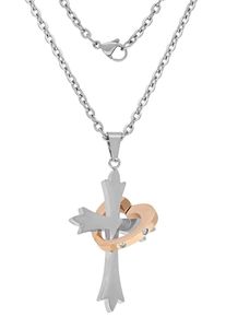 Firetti Kette mit Anhänger »Halskette Schmuck Geschenk Kreuz & Herz "LIEBE" Partnerschmuck«, mit Zirkonia (synth.)