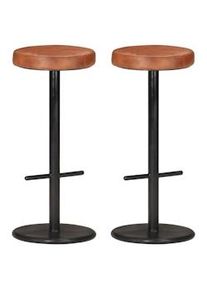 vidaXL Taburetes de barra de cocina 2 uds cuero auténtico marrón