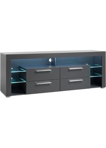 Stolkom, TV-Schrank &raquo;Goal&laquo; 4 Schubk&auml;sten, 6 offenen F&auml;chern, Stellma&szlig; 179/66/44 cm, grau Dekor, Spanplatte, grau Dekor -B/H/T: 179 cm x 66 cm x 44 cm,