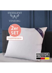 EXCELLENT , 3-Kammer-Kopfkissen »Venedig Kissen erhältlich im Einzel- oder Doppelpack!«, Füllung: 60% Daunen Außenkammer, Bezug: 100% Baumwolle,...