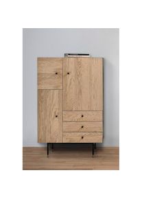 WOODMAN, Highboard &raquo;Jugend Kommode&laquo; Stauraumschrank mit Soft Close Funktion, Breite 90 cm, FSC , eichefarben/schwarz, B/H/T: 90 cm x 140 cm x 42 cm, 