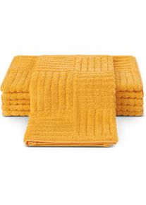Ross , Gästehandtücher »CARRE«, (Packung, 6 St.), 100% Baumwolle, Rippenstruktur, große Farbauswahl , Sonne , B/L: 30 cm x 50 cm