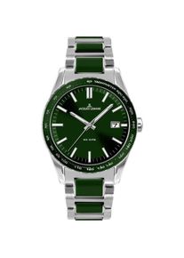 Jacques Lemans , Quarzuhr »Liverpool«, Armbanduhr, Herrenuhr, Damenuhr, Edelstahlarmband, bis 10 bar wasserd. , silberfarben-dunkelgrün , Angesagte...