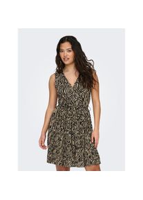 Only , Damen , Minikleid »ONLSAFARI LIFE S/L DRESS JRS« Sommerkleid , Bone White AOP:Rooted tiger , N-Gr , S (36) -N-Gr , S (36) , Kniefreie Länge...
