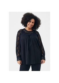 ADIA , Spitzenbluse, mit leichtem Spitzenkragen , black , L (50/52) , L (50/52) , Schöne Bluse von ADIA