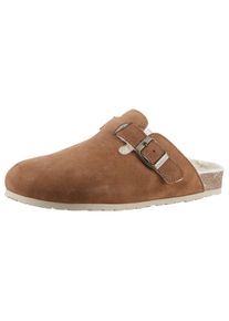 Aniston SHOES , Clog »Esc«, Hausschuh, Schlappen, Homeslipper mit Warmfutter , braun , 36 , 36 , Clog mit verstellbarer Schnalle