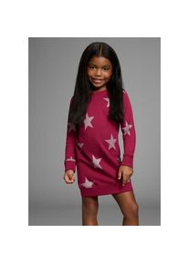Kidsworld, Damen, Sweatkleid &raquo;Sterne-Allover Kleid f&uuml;r kleine M&auml;dchen&laquo; Sweatkleid mit Glitzerdruck, bordeaux, N-Gr, 92/98 -N-Gr, bordeaux, Sterne-