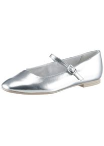 Tamaris , Riemchenballerina, Blockabsatz, Businessschuh, Flats in veganer Verarbeitung , silberfarben , 41 , 41 , Zeitlose Ballerina mit...