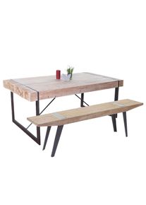 Esszimmergarnitur HWC-A15b, Esstisch + 1x Sitzbank, Tanne Holz rustikal massiv MVG-zertifiziert 160cm