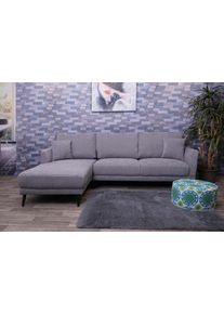 Sofa HWC-G43, Couch Ecksofa L-Form 3-Sitzer, Liegefläche Nosagfederung Taschenfederkern 250cm ~ links, grau