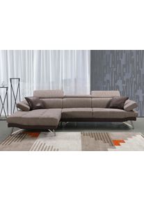 Sofa HWC-H92, Couch Ecksofa L-Form 3-Sitzer, Liegefläche 300cm ~ links, braun
