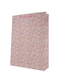 Idena, Geschenkverpackung, Geschenktasche Blumen Kraftpapier 140g/m² pink 25x34,5x8,5cm (Geschenkbox)