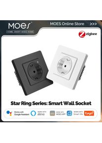 MOES Tuya ZigBee Smart Socket EU Wall-Mounted Outlet with Energy Monitor App & Voice Control Compatible with Alexa Google Home