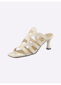 Heine Dames slippers in beige ,maat 35, Witt, 100% Runderleer