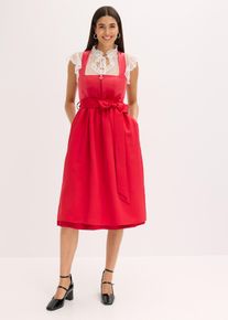bonprix Femei Rochie dirndl midi cu catifea (set/2 piese), roşu, 38