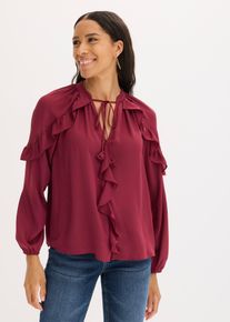 bonprix Bluzka tunikowa z falbankami, czerwony, 50