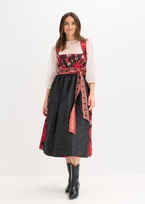 bonprix Femei Rochie dirndl cu șorț brodat (set/2 piese), negru, 36