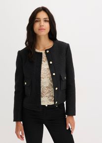 bonprix Női Dzseki puha buklé fonalból, fekete, 48