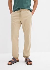 bonprix Pantaloni chino Relaxed Fit, fără încheiere, drepți, bej, 58