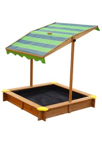 Ambia Garden Sandkasten , Braun, Grün , Holz, Textil , Hemlocktanne , 118x118x118 cm , unisex , EN 71, CE, FSC 100% , Sitzfläche, verstellbares Dach ,