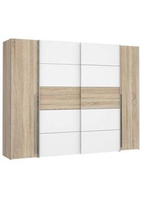 CARRYHOME Kleiderschrank , Weiß, Sonoma Eiche , Holzwerkstoff , 10 Fächer , 270x210x61 cm , in verschiedenen Größen erhältlich, in verschiedenen