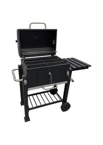 Ambia Garden Holzkohlegrill , Schwarz , Metall, Kunststoff , 3 kg , 60x108x107 cm , Thermometer, mit Rollen, Ablagefläche, keine Rauchentwicklung,