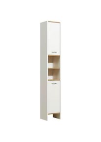 CARRYHOME Hochschrank , Weiß , Kunststoff , 2 Fächer , 33x195.5x28 cm , Made in Germany , stehend , Badezimmer, Badmöbel, Hochschränke