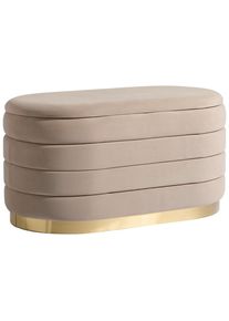 Mid.you Hocker , Metall, Textil, Holzwerkstoff , oval , 80x42x42 cm , Stauraum , Wohnzimmer, Sessel, Hocker & Hockerbänke, Sitzhocker