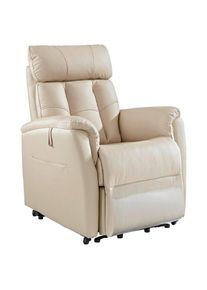 Cantus Fernsehsessel , Beige , Metall, Kunststoff, Textil, Leder , Kombination Echtleder/Lederlook , Büffelleder , 82x107x94 cm , Aufstehhilfe ,