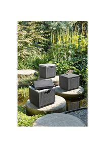 Keter Gartenhocker , Graphitfarben, Grau , Kunststoff, Textil , quadratisch , 42x39x42 cm , Gartenmöbel, Gartensessel, Gartenhocker