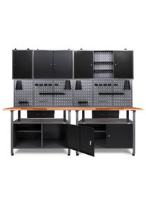 Xxxl Werkbankset , Anthrazit, Grau , Holz, Metall , Buche , 1,1,1 Fächer , 1,1 Schubladen , 240x205x60 cm , FSC , Freizeit & Co, Heimwerken,