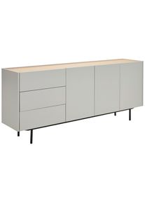 CARRYHOME Sideboard , Eichefarben, Hellgrau , Holz, Metall, Holzwerkstoff , Eiche , furniert , 3 Fächer , 3 Schubladen , 180x77.5x40 cm , Holzmöbel,