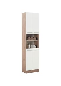 Xora Hochschrank , Weiß , Holzwerkstoff , 3 Fächer , 50x195.5x33 cm , stehend , Badezimmer, Badmöbel, Hochschränke