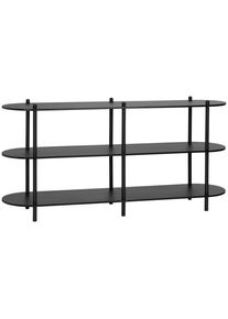 PBJ Regal , Schwarz , Holzwerkstoff , 3 Fächer , 160x70x38 cm , Wohnzimmer, Regale, Bücherregale