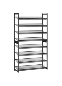 Boxxx Schuhregal , Schwarz , Metall , 8 Fächer , 92.5x163.5x30.7 cm , erweiterbar, stehend , Garderobe, Schuhaufbewahrung, Schuhregale
