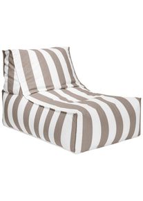 Outdoorsitzsack , Weiß, Taupe , Textil , Streifen , 280 l , Füllung: Polystyrol , 65x65x100 cm , Outdoor, Reißverschluss , Gartenmöbel, Gartensessel,