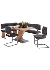 Cantus Eckbankgruppe , Anthrazit, Eichefarben, Edelstahlfarben , Metall, Textil, Holzwerkstoff , Uni , Kufe , 205x155 cm , Esszimmer, Bänke, Tisch- &