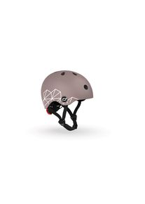 Scoot and Ride Kinderhelm , Braun , Kunststoff, Textil , Gr. Xxs-S , RoHS , Magnetverschluss, mit LED-Licht, Kinnpolster , Freizeit & Co, Sport &