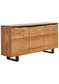 Livetastic Sideboard , Schwarz, Akaziefarben , Holz , Akazie,Akazie , vollmassiv , Holz , 2 Fächer , 160x80x40 cm , stehend , Holzmöbel, Kommoden