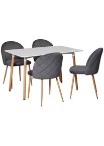 Livetastic Tischgruppe , Grau, Weiß, Buchefarben , Holz, Metall, Textil, Holzwerkstoff , Buche , massiv , konisch , 120x51x75 cm , Esszimmer, Bänke,