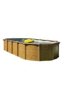 Xxxl Pool-Set , Braun , Metall, Kunststoff , 3-teilig , Holzoptik , 360x130x610 cm , Freizeit & Co, Pools & Wasserspass, Stahlwandpools