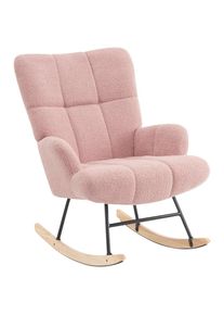P & B Schaukelstuhl , Rosa , Textil , Kautschukholz , massiv, Sperrholz , 67x85 cm , Schaukelfunktion , Wohnzimmer, Sessel, Schaukelstühle