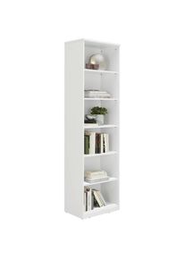 Xora Regal , Weiß , Holzwerkstoff , 5 Fächer , 55x194x36 cm , Typenauswahl, Beimöbel erhältlich , Wohnzimmer, Regale, Bücherregale