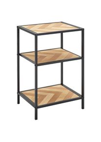 Mid.you Regal , Naturfarben, Schwarz , Holz, Metall, Holzwerkstoff , Tanne,Tanne , furniert , 3 Fächer , 42x64x35 cm , Wohnzimmer, Regale,