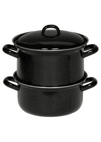 Riess Gemüsedämpfer , Schwarz , Metall , 2 l , 18.5 cm , kratzfest, hitzebeständige Griffe, rostfrei , Kochgeschirr, Töpfe, Schnellkochtöpfe