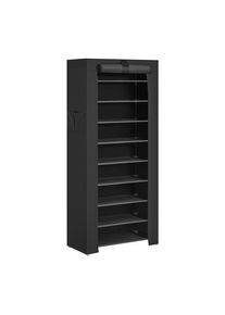Boxxx Schuhregal , Schwarz , Textil , 10 Fächer , 58x160x28 cm , Garderobe, Schuhaufbewahrung, Schuhregale