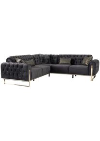Livetastic Ecksofa , Schwarz , Textil , Uni , Füllung: Faserbällchen, Schaumstoffflocken,Faserbällchen, Schaumstoffflocken,Faserbällchen,