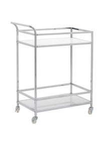 PBJ Servierwagen , Chromfarben, Weiß , Metall , Rollen , 60x80x35 cm , Esszimmer, Barmöbel, Barwagen