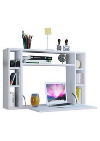 Mid.you Laptoptisch , Weiß , Holzwerkstoff , rechteckig , 20x60x90 cm , klappbar, Stauraum, Wandmontage, Regal , Büromöbel, Schreibtische,